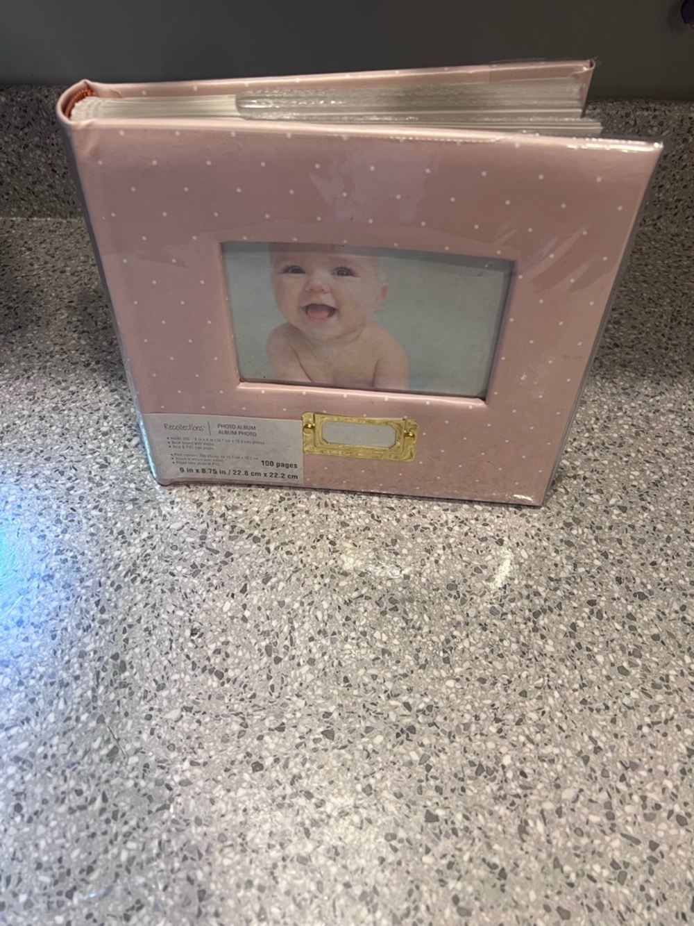 Recollections Pink Polka Dot Photo Album with Gold Accent Frame